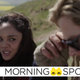 Valkyrie looks on as Thor removes his sunglasses in a scene from Avengers: Endgame.